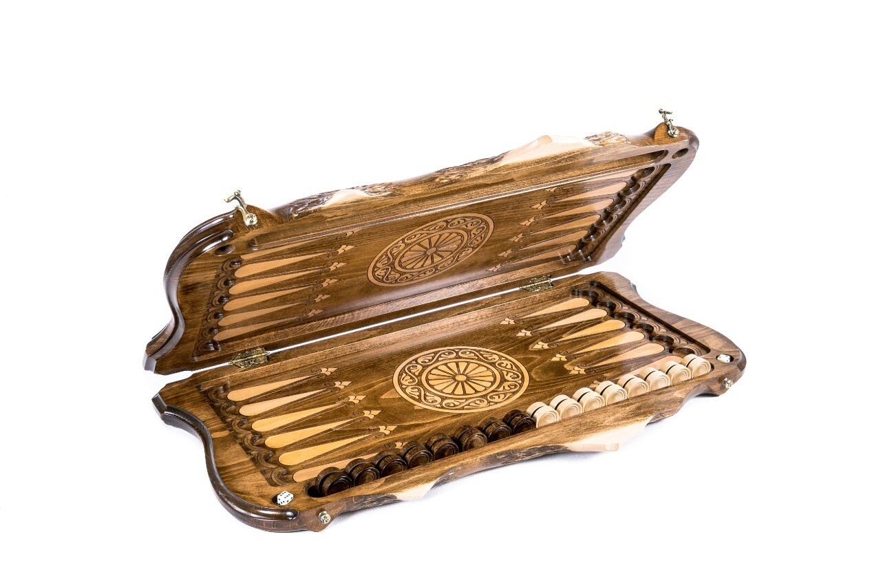 Backgammon with Ornamental snowflake motif, with copyrighted Mount Ararat outline