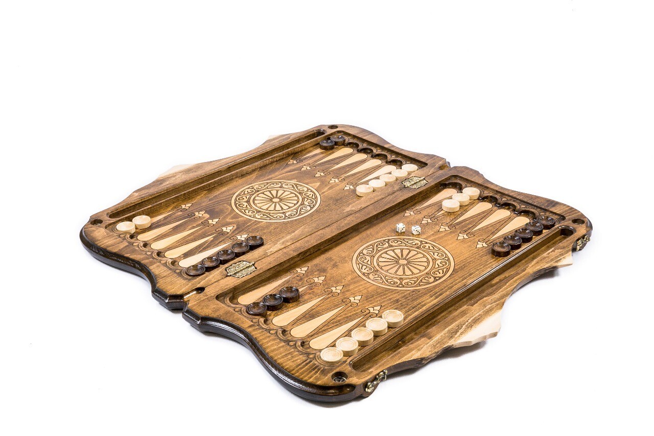 Backgammon with Ornamental snowflake motif, with copyrighted Mount Ararat outline
