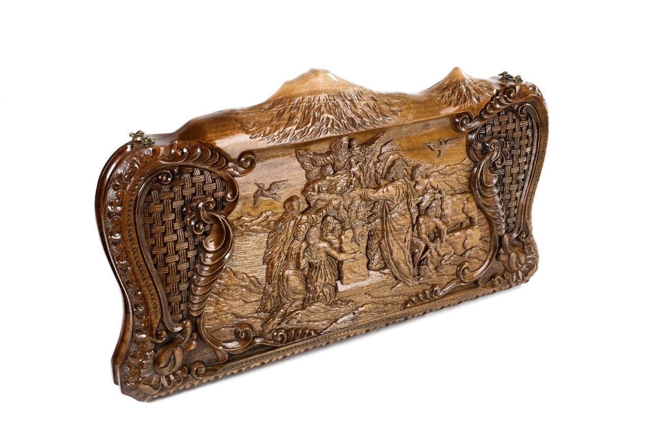 “Noah” backgammon with copyrighted Mount Ararat outline 24&quot; x 12&quot;