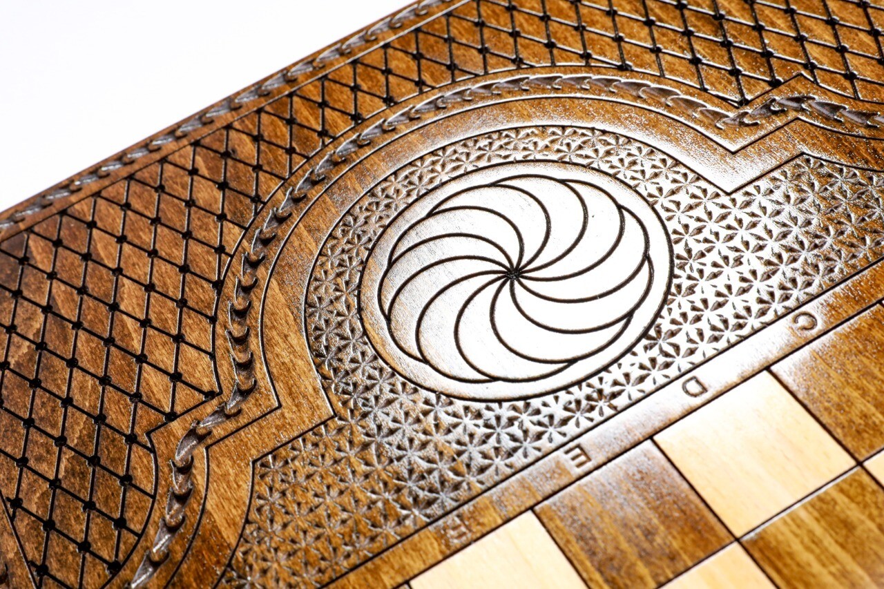 Hand Made Wooden Backgammon Pomegranate tree 24&quot; x 12&quot;