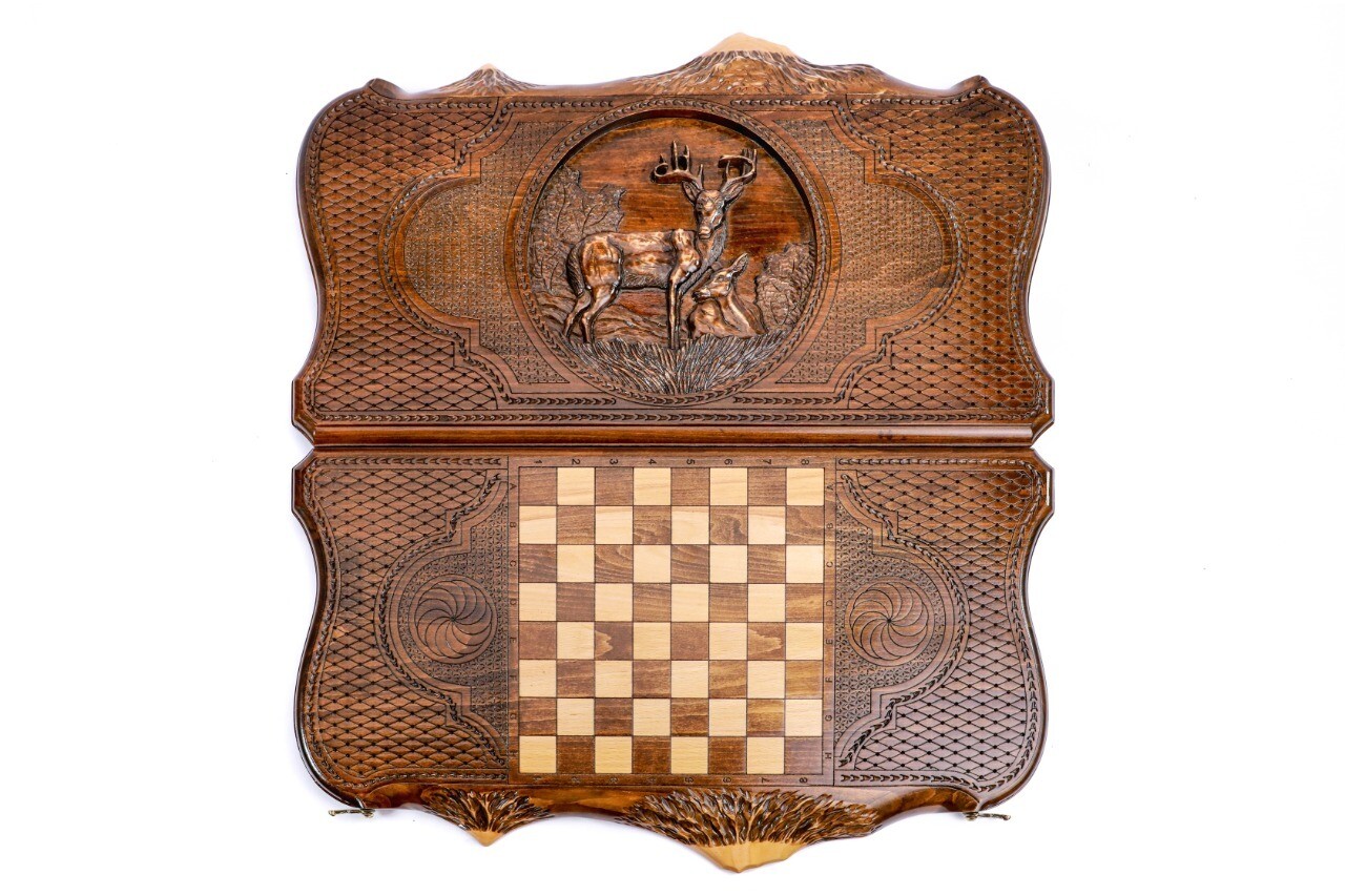 Backgammon Deer with copyrighted Mount Ararat outline 24 &quot; 12&quot;