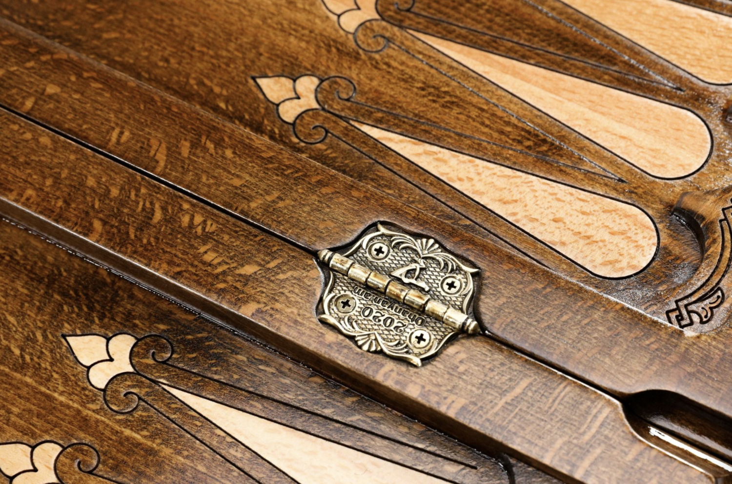Coat of Arms of Uzbekistan backgammon with copyrighted contour outline 24&quot; x 12&quot;