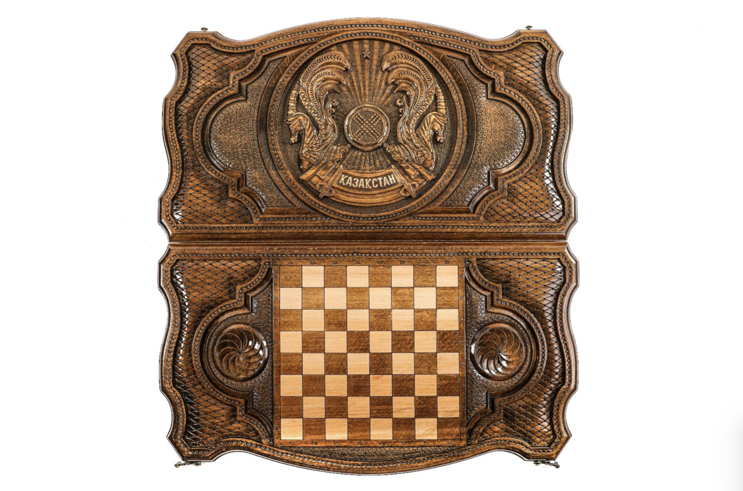Coat of arms of Kazakhstan backgammon with copyrighted contour outline 24&quot; x 12&quot;