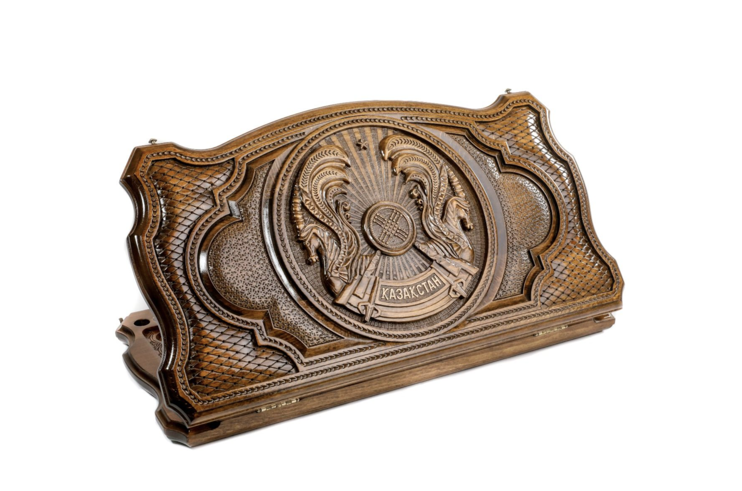 Coat of arms of Kazakhstan backgammon with copyrighted contour outline 24&quot; x 12&quot;