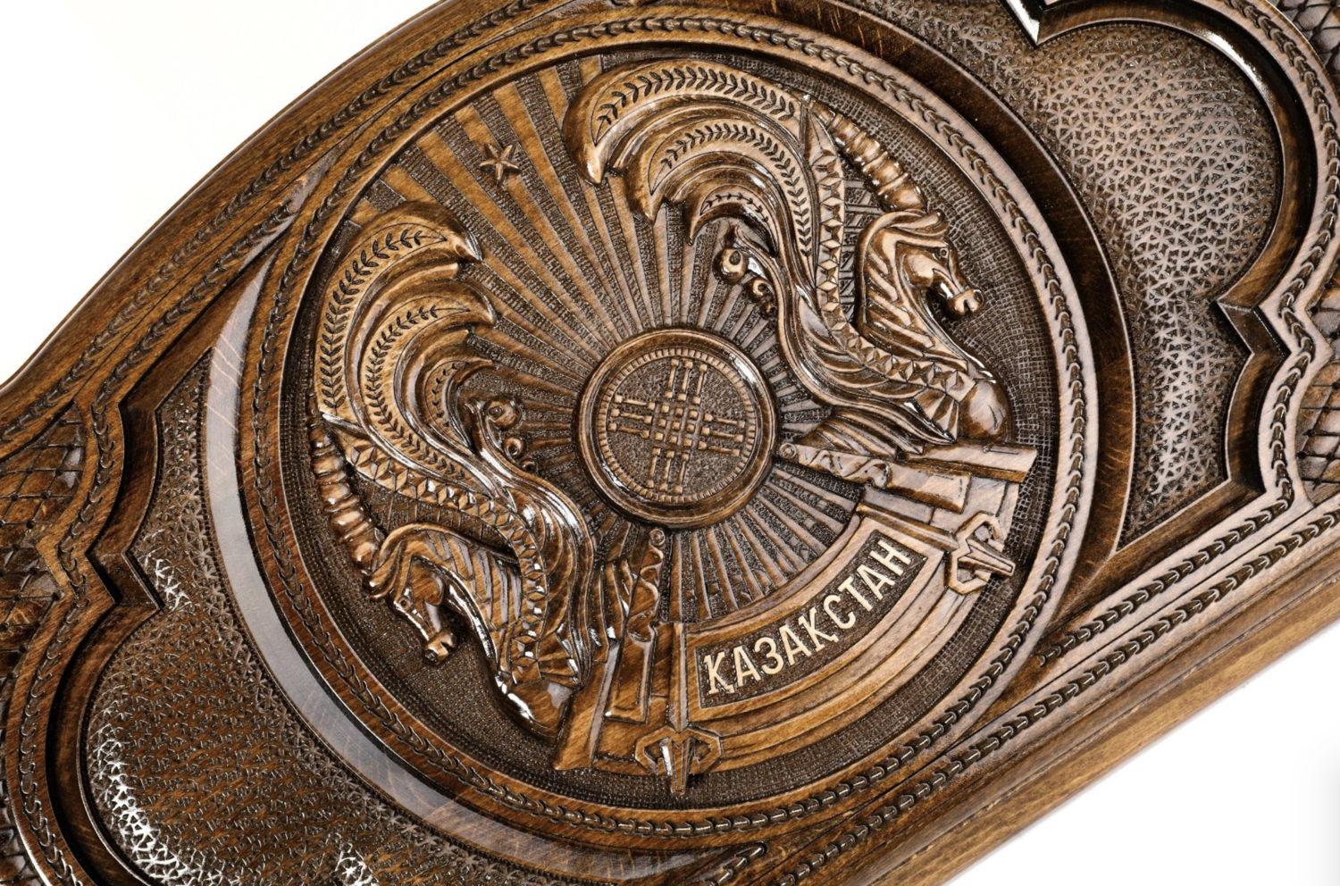 Coat of arms of Kazakhstan backgammon with copyrighted contour outline 24&quot; x 12&quot;