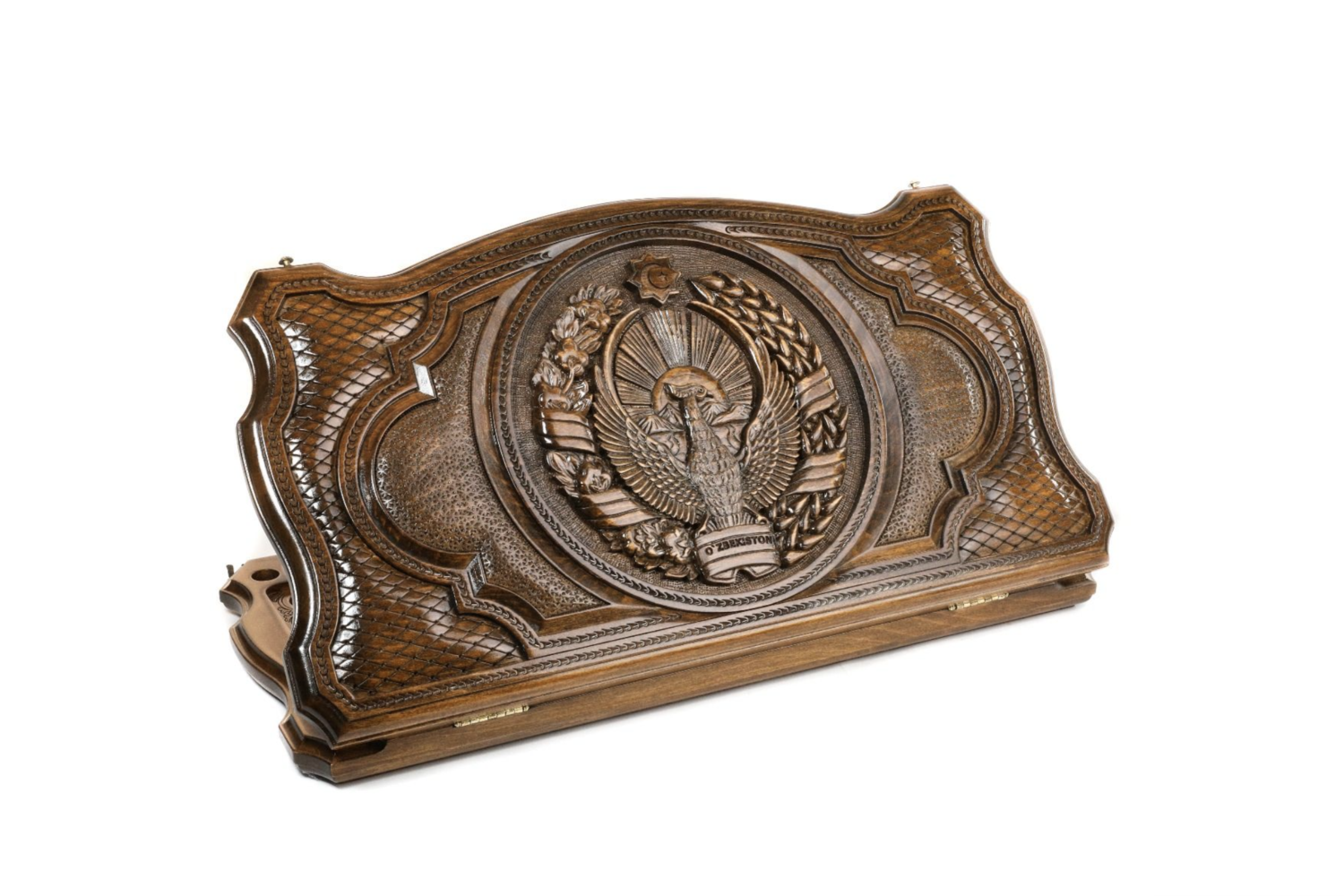 Coat of Arms of Uzbekistan backgammon with copyrighted contour outline 24&quot; x 12&quot;