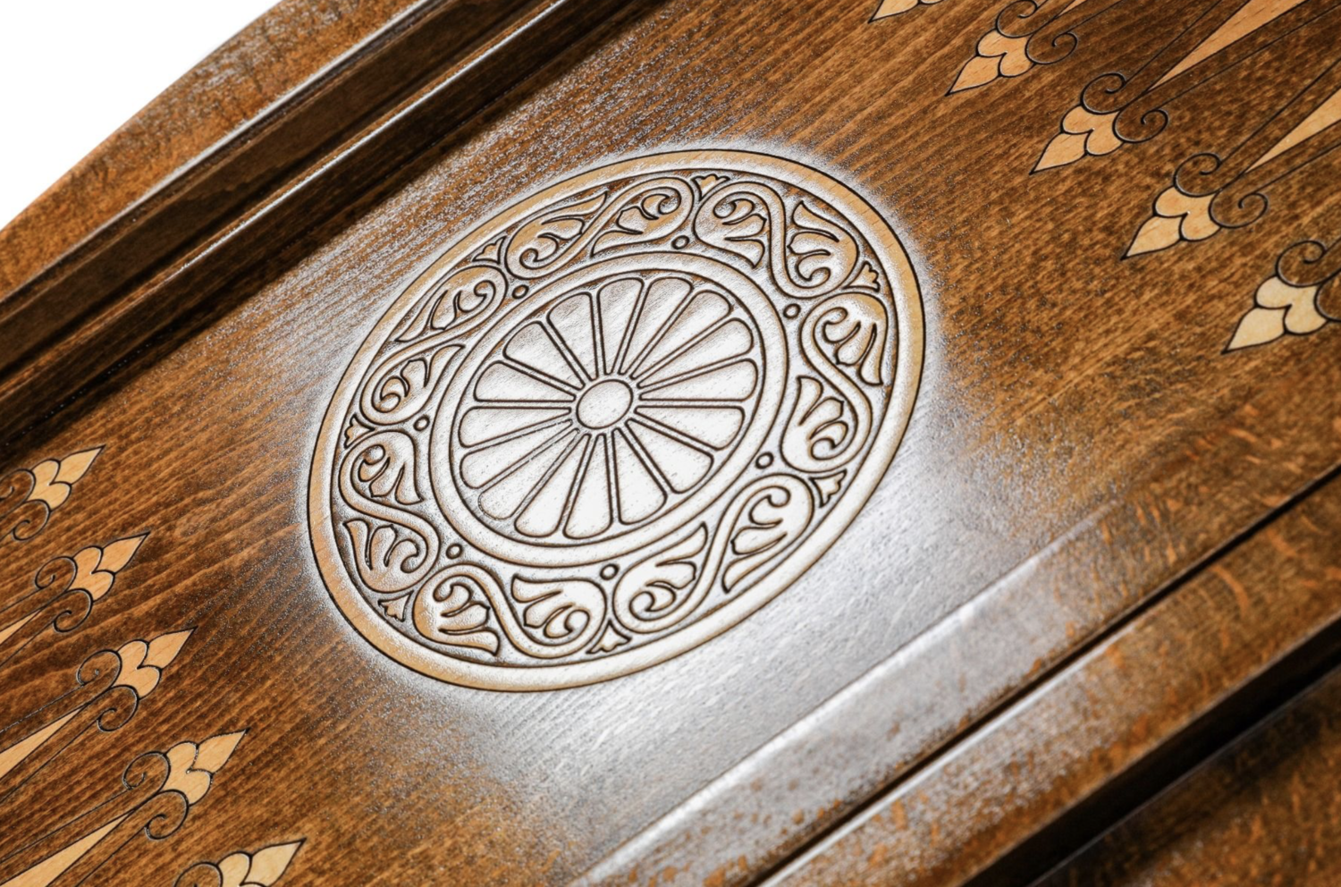 Coat of Arms of Uzbekistan backgammon with copyrighted contour outline 24&quot; x 12&quot;