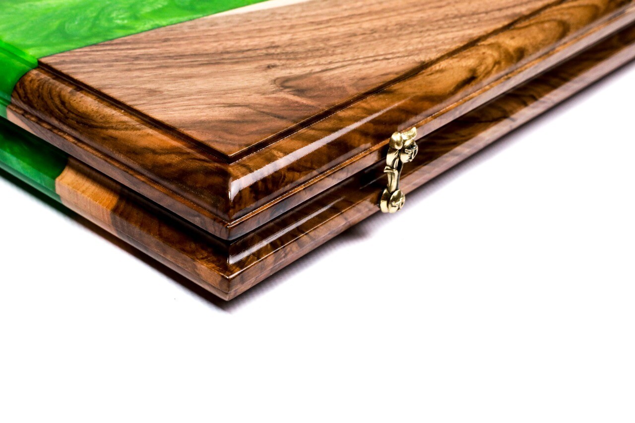 River- epoxy backgammon two-sided classic 24&quot; x12&quot;