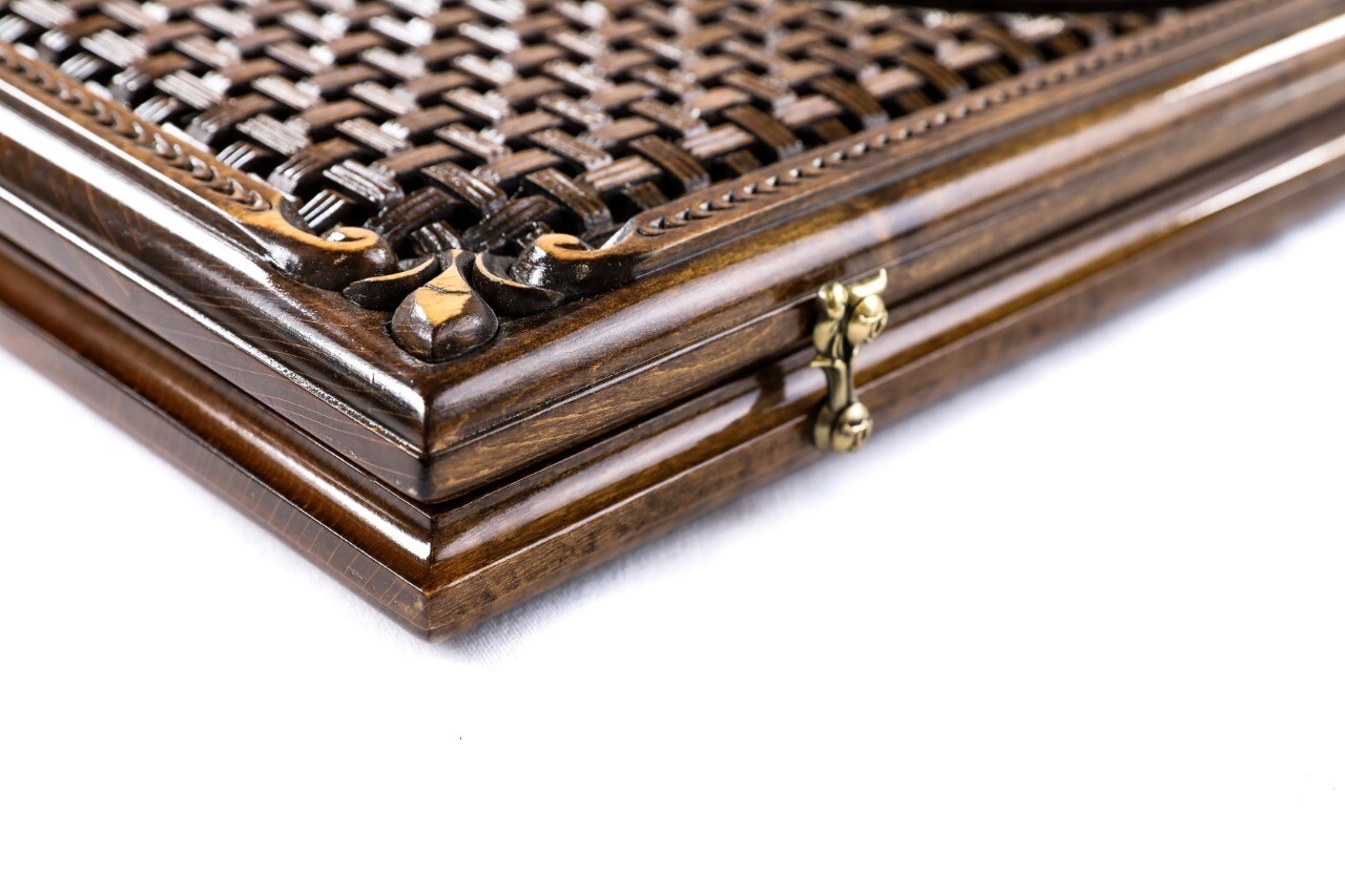 Pomegranate-grapes Backgammon with braid motif classic 24&quot; x 12&quot;