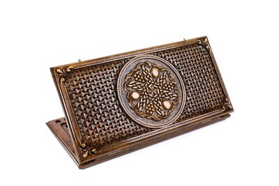 Pomegranate-grapes Backgammon with braid motif classic 24&quot; x 12&quot;