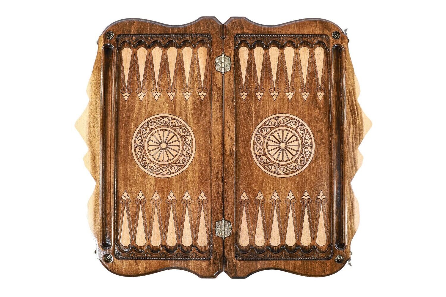 Bear and Deer backgammon two-sided with the contour of mountains