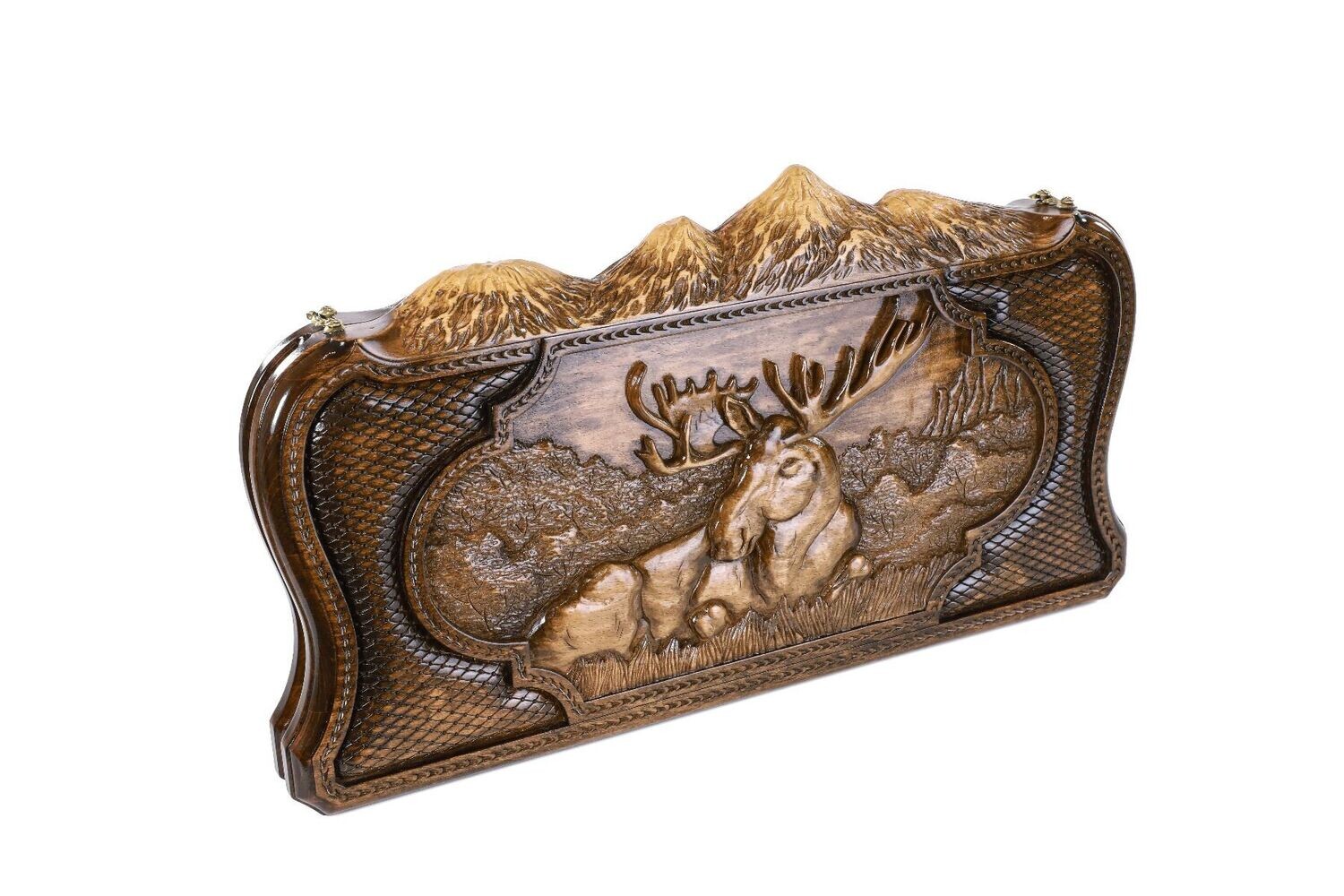 Bear and Deer backgammon two-sided with the contour of mountains