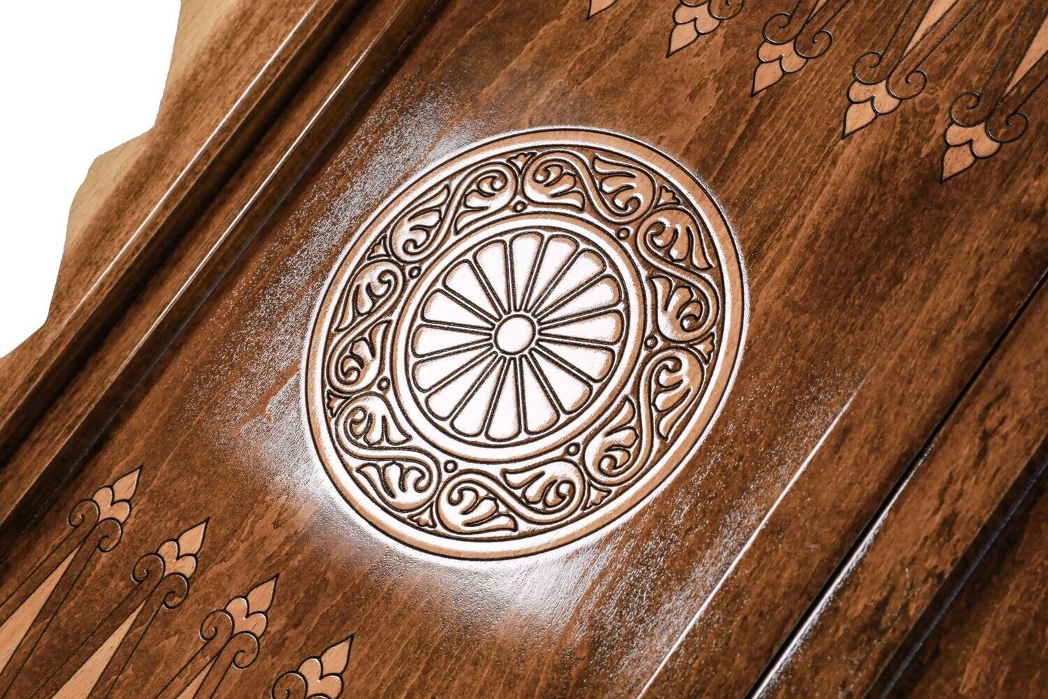 Bear and Deer backgammon two-sided with the contour of mountains