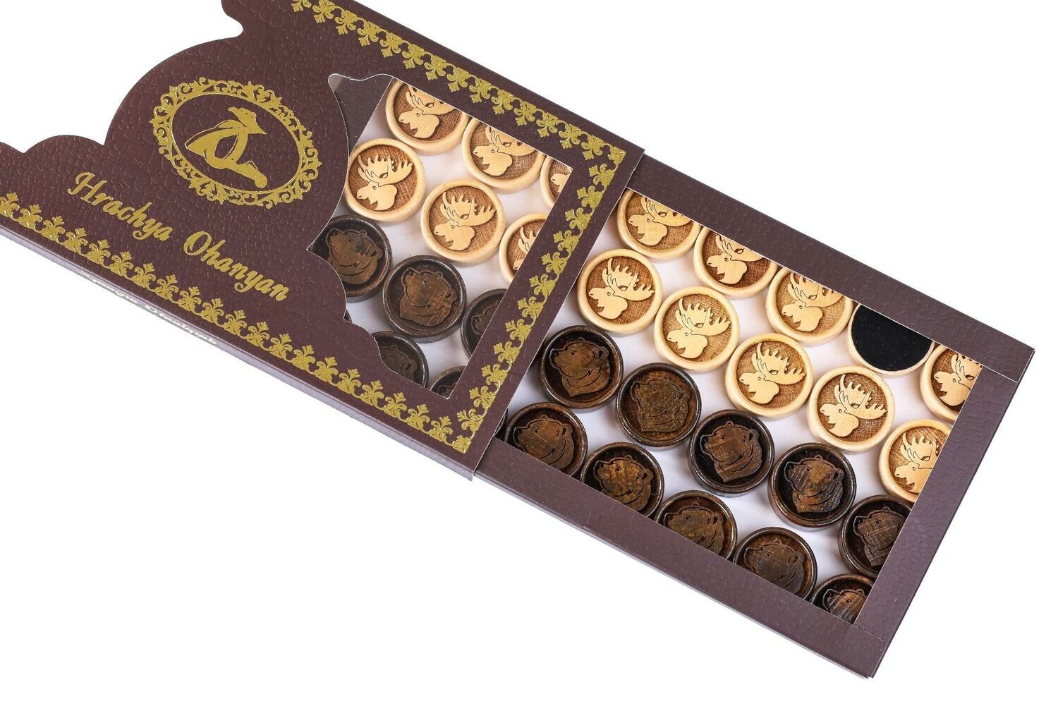 Bear and Deer backgammon two-sided with the contour of mountains