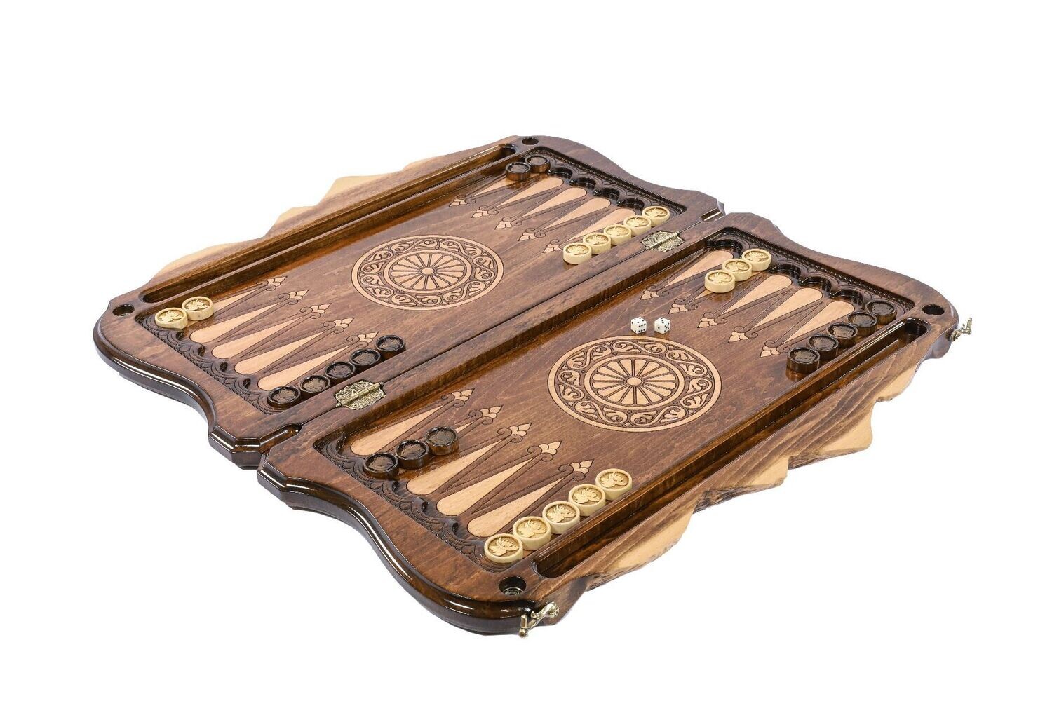 Bear and Deer backgammon two-sided with the contour of mountains