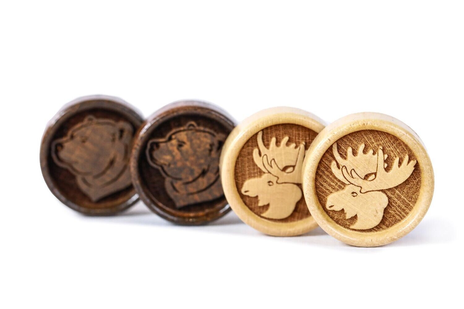 Bear and Deer backgammon two-sided with the contour of mountains