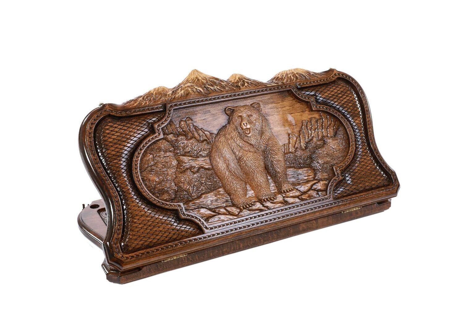 Bear and Deer backgammon two-sided with the contour of mountains