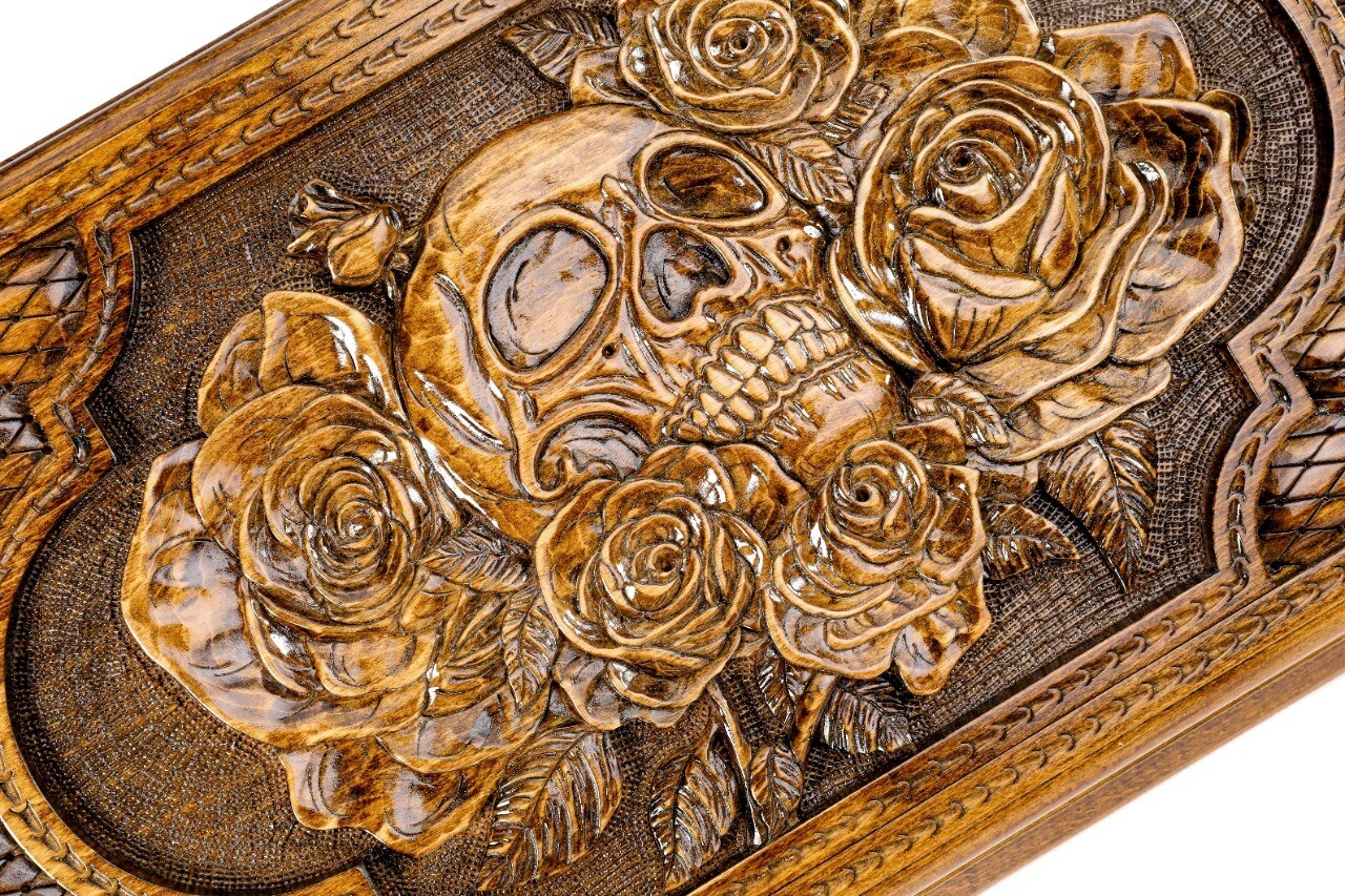 Backgammon Skull With Roses 24&quot;x12&quot;x2&quot;