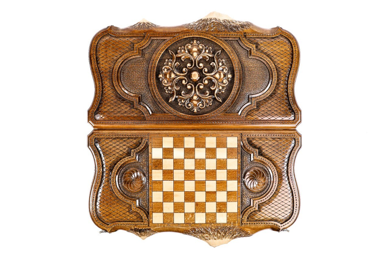 Ornamental motif Backgammon with copyrighted Mount Ararat outline