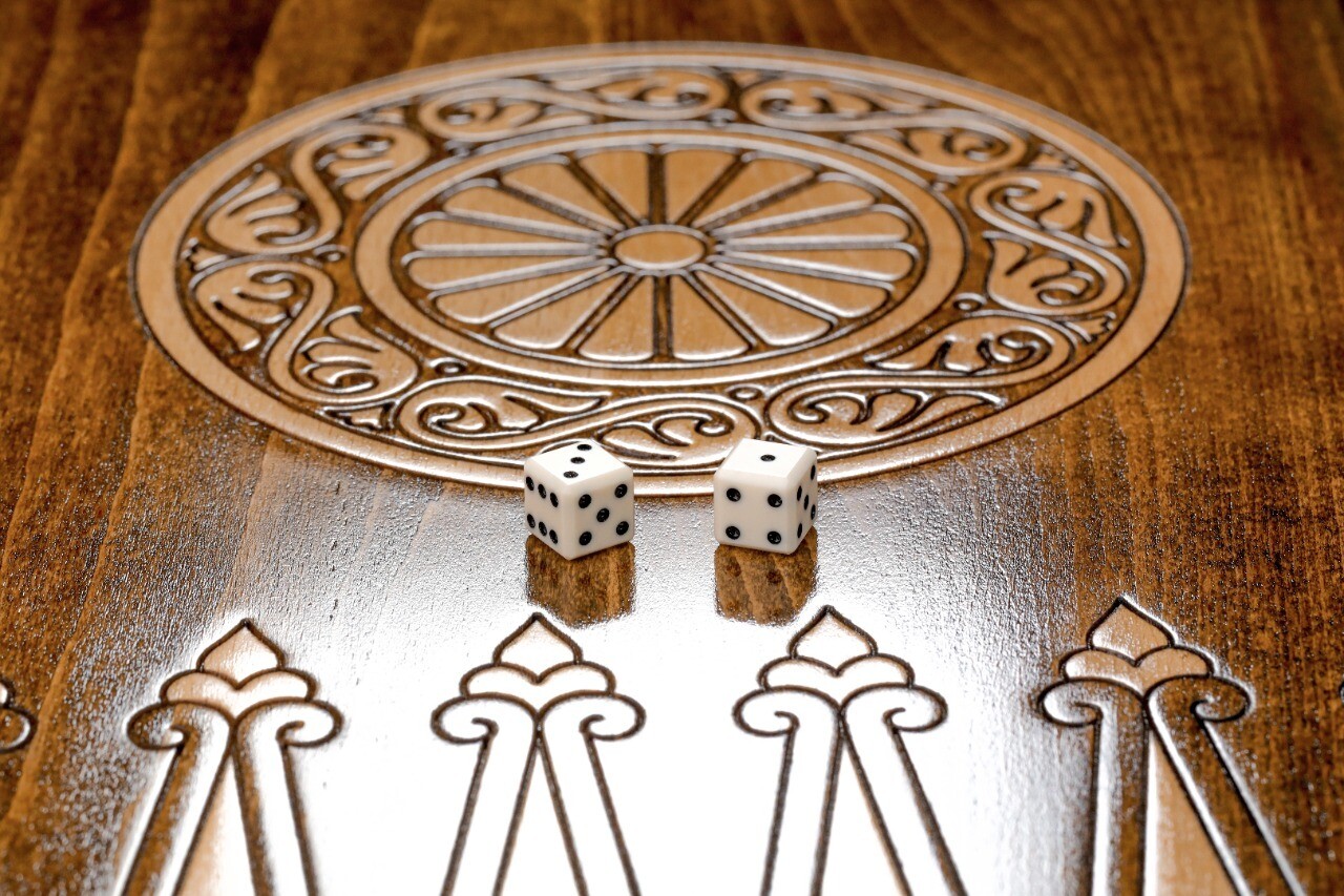 Ornamental motif Backgammon with copyrighted Mount Ararat outline