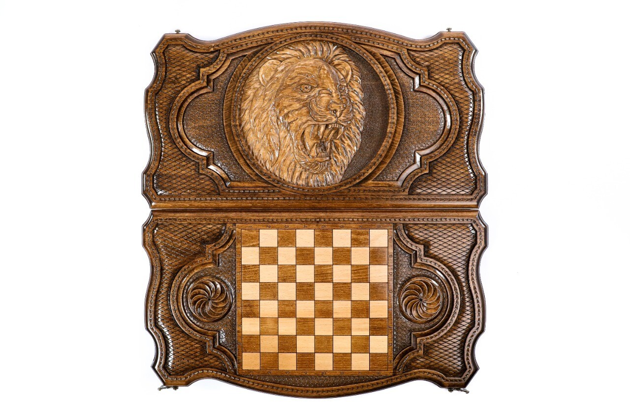 Backgammon Lion with copyrighted contour outline 24&quot; x 12&quot; x 2&quot;
