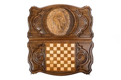 Jeu De Backgammon Grand Format En Bois Avec Gravure Personnalisée - Style Lion - Ukraine