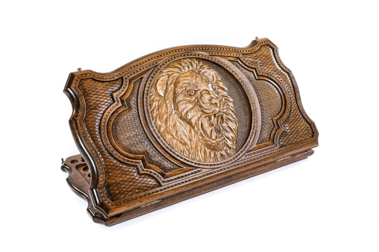 Backgammon Lion with copyrighted contour outline 24&quot; x 12&quot; x 2&quot;