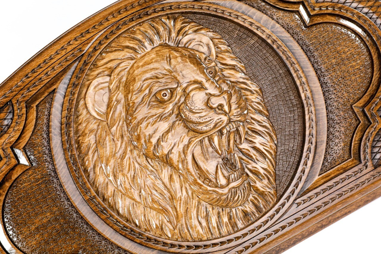 Backgammon Lion with copyrighted contour outline 24&quot; x 12&quot; x 2&quot;