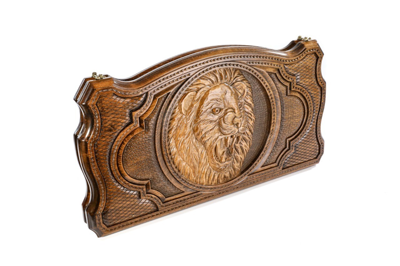 Backgammon Lion with copyrighted contour outline 24&quot; x 12&quot; x 2&quot;