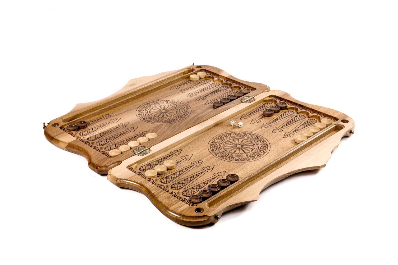 World map backgammon with copyrighted Mount Ararat outline 24&quot;x12&quot;x2&quot;