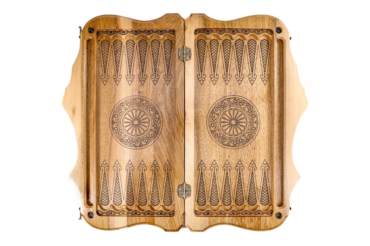 World map backgammon with copyrighted Mount Ararat outline 24&quot;x12&quot;x2&quot;