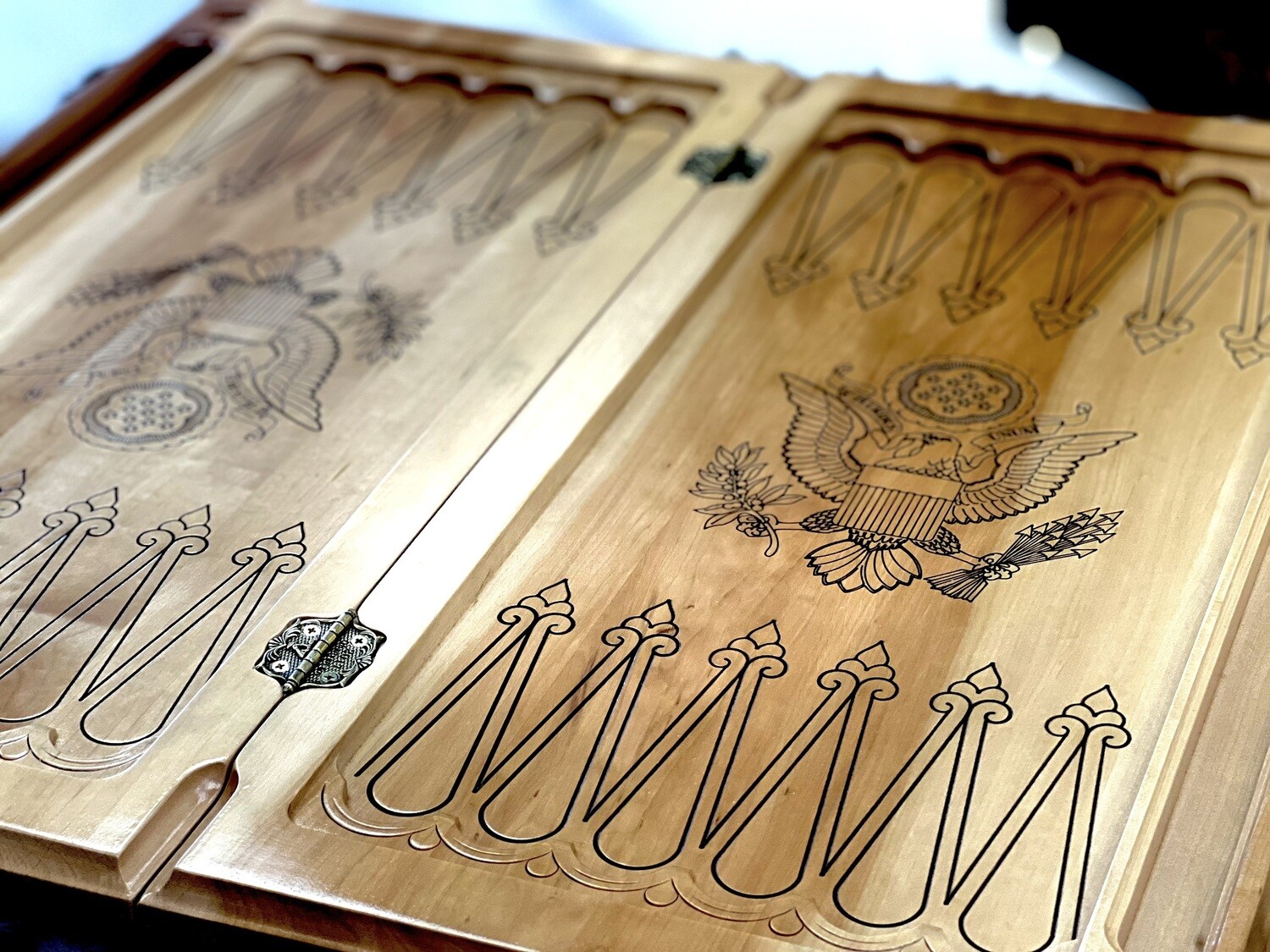 100 dollar classic backgammon Customized With Logo Rakhman and Star of David