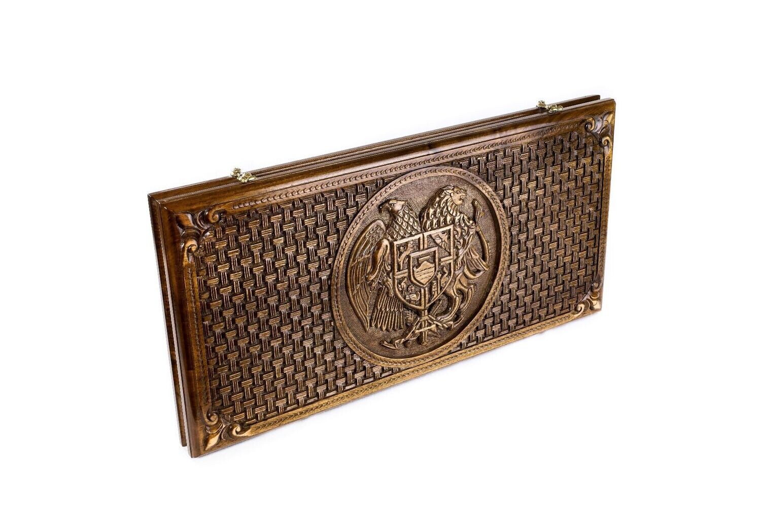 Coat of Arms of Armenia classic backgammon with incrustation and braid motif