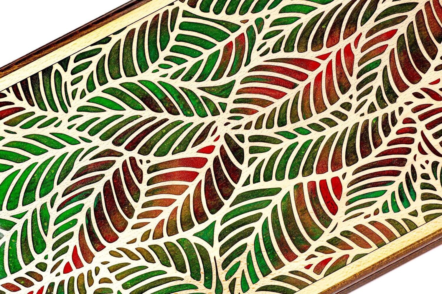 Epoxy leaves backgammon two-sided classic