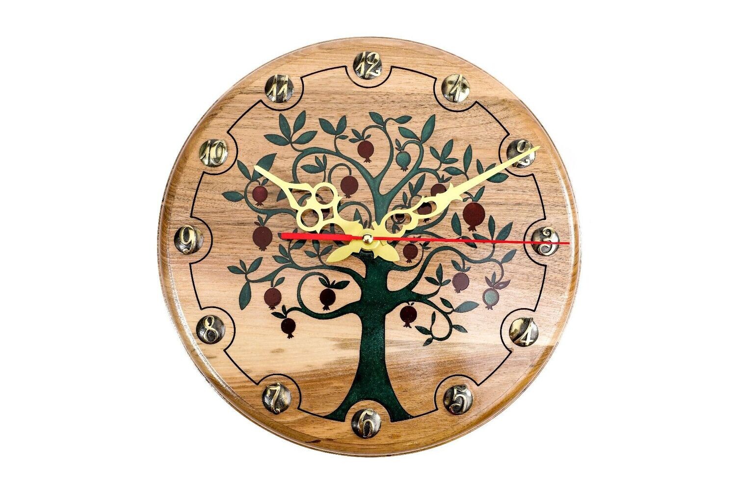 Wall Clock Pomegranate tree 14&quot;