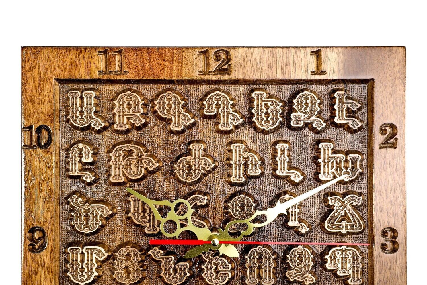 Wall clock with the Armenian alphabet