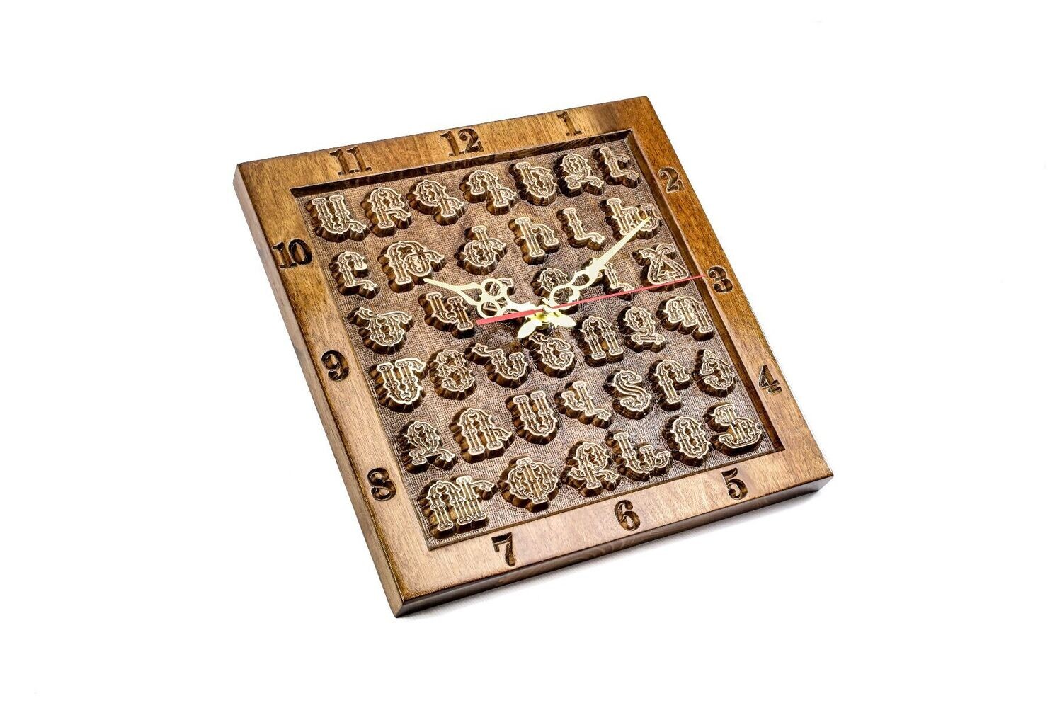 Wall clock with the Armenian alphabet