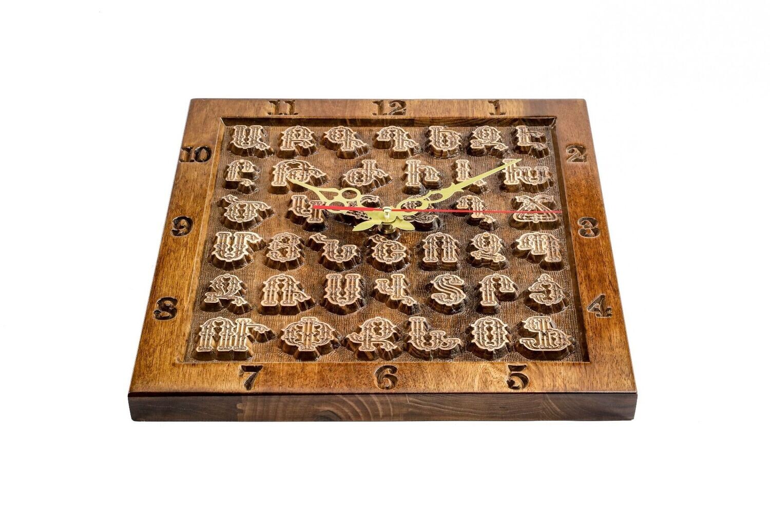 Wall clock with the Armenian alphabet