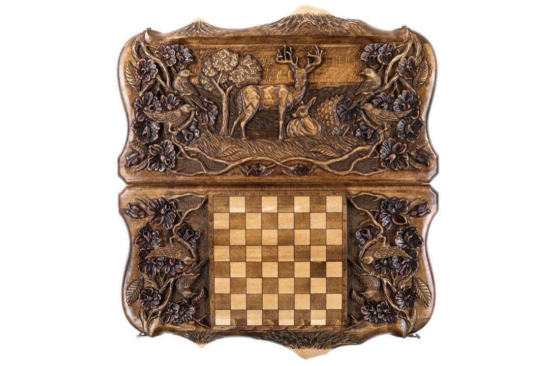 Backgammon Deer with copyrighted Mount Ararat outline 24&quot; x 12&quot;