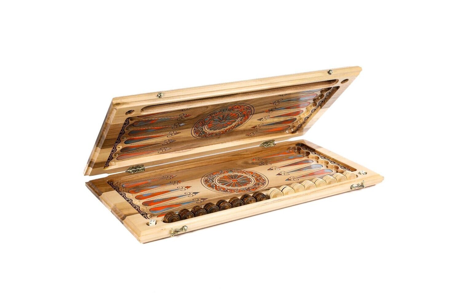 Lion-epoxy backgammon, two-sided, classic 24&quot; x 12&quot; x 2&quot;