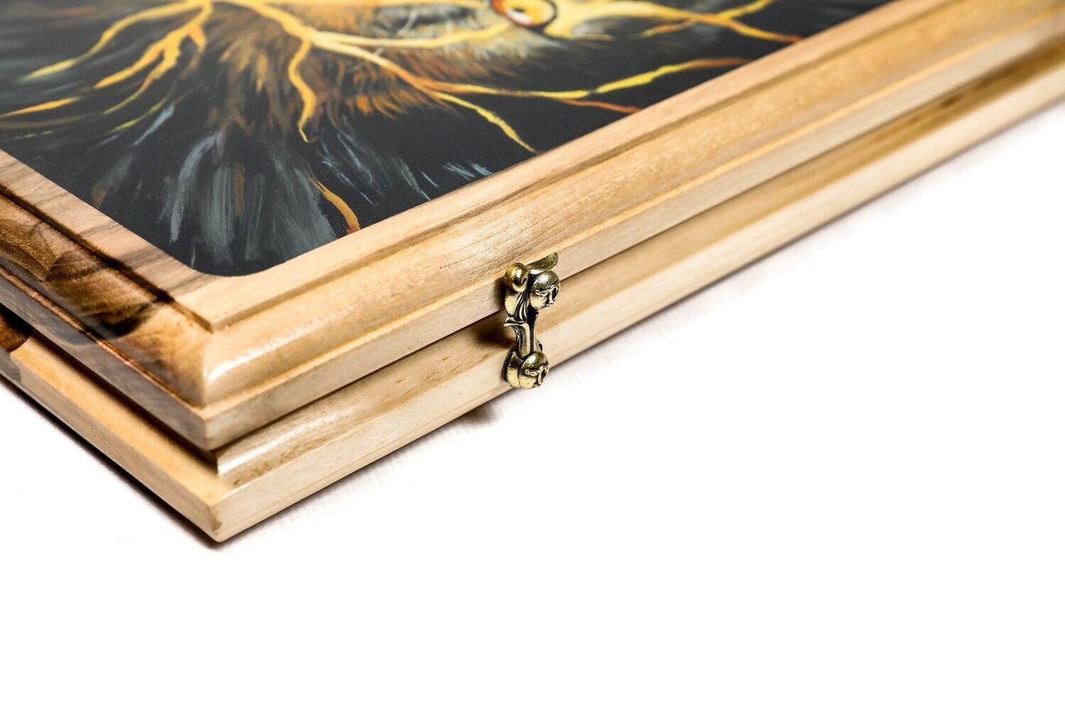 Lion-epoxy backgammon, two-sided, classic 24&quot; x 12&quot; x 2&quot;