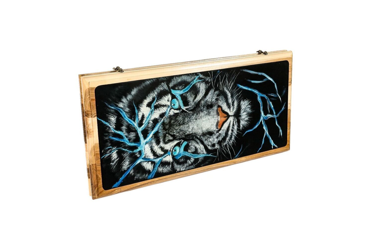 Lion-epoxy backgammon, two-sided, classic 24&quot; x 12&quot; x 2&quot;