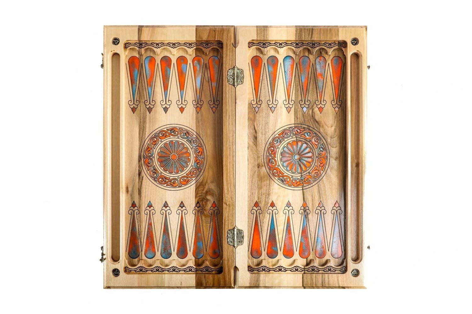 Lion-epoxy backgammon, two-sided, classic 24&quot; x 12&quot; x 2&quot;