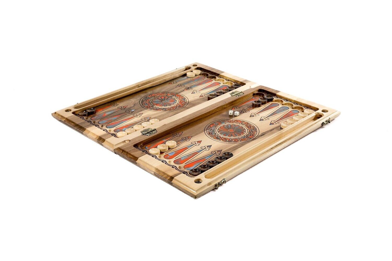 Lion-epoxy backgammon, two-sided, classic 24&quot; x 12&quot; x 2&quot;