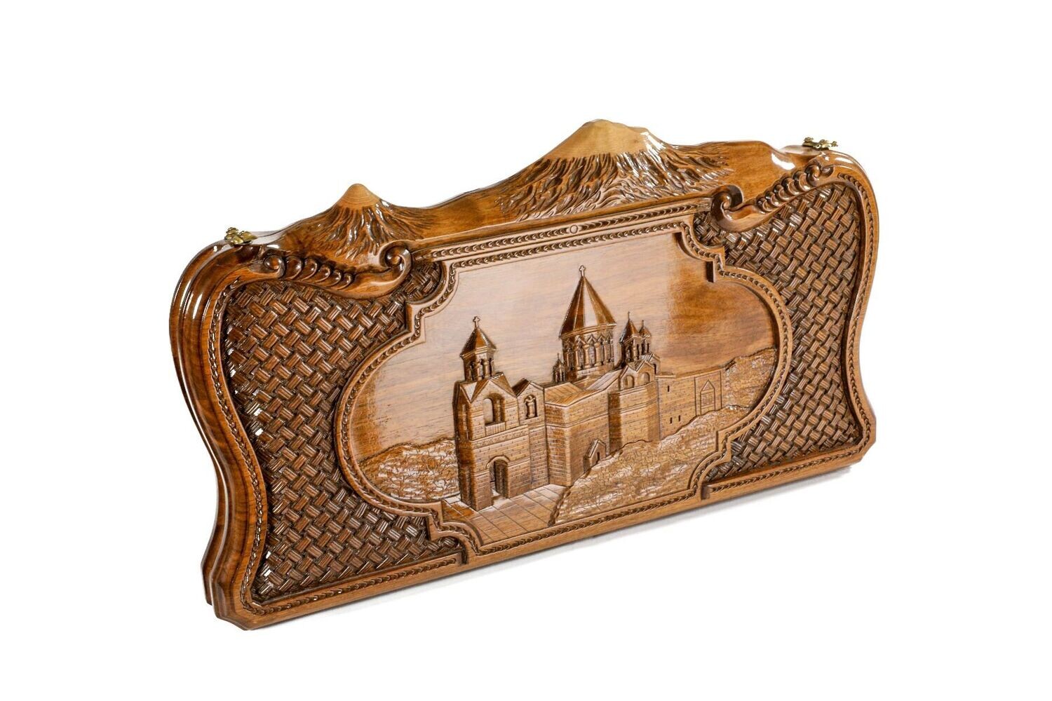 Etchmiadzin backgammon with copyrighted Mount Ararat outline 24&quot;x12&quot;x2&quot;