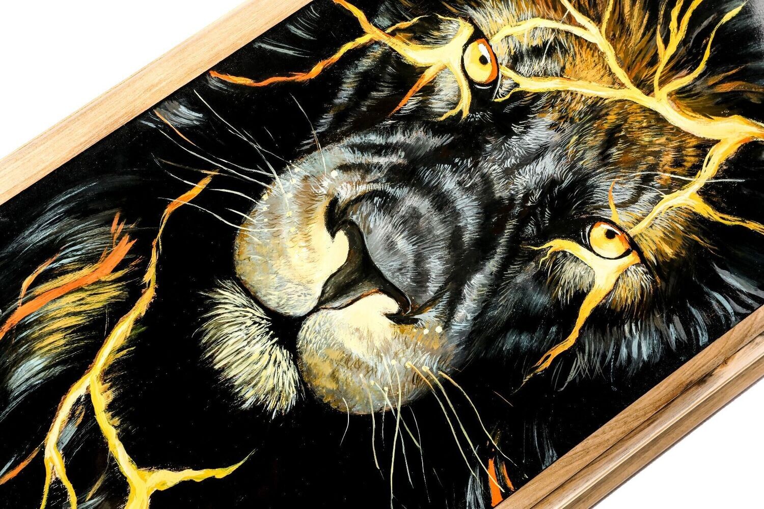 Lion-epoxy backgammon, two-sided, classic 24&quot; x 12&quot; x 2&quot;