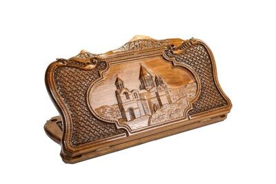 Etchmiadzin backgammon with copyrighted Mount Ararat outline 24&quot;x12&quot;x2&quot;