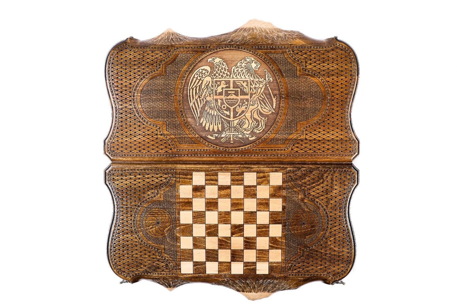Coat of Arms of Armenia backgammon with copyrighted Mount Ararat outline 24 &quot; 12&quot;
