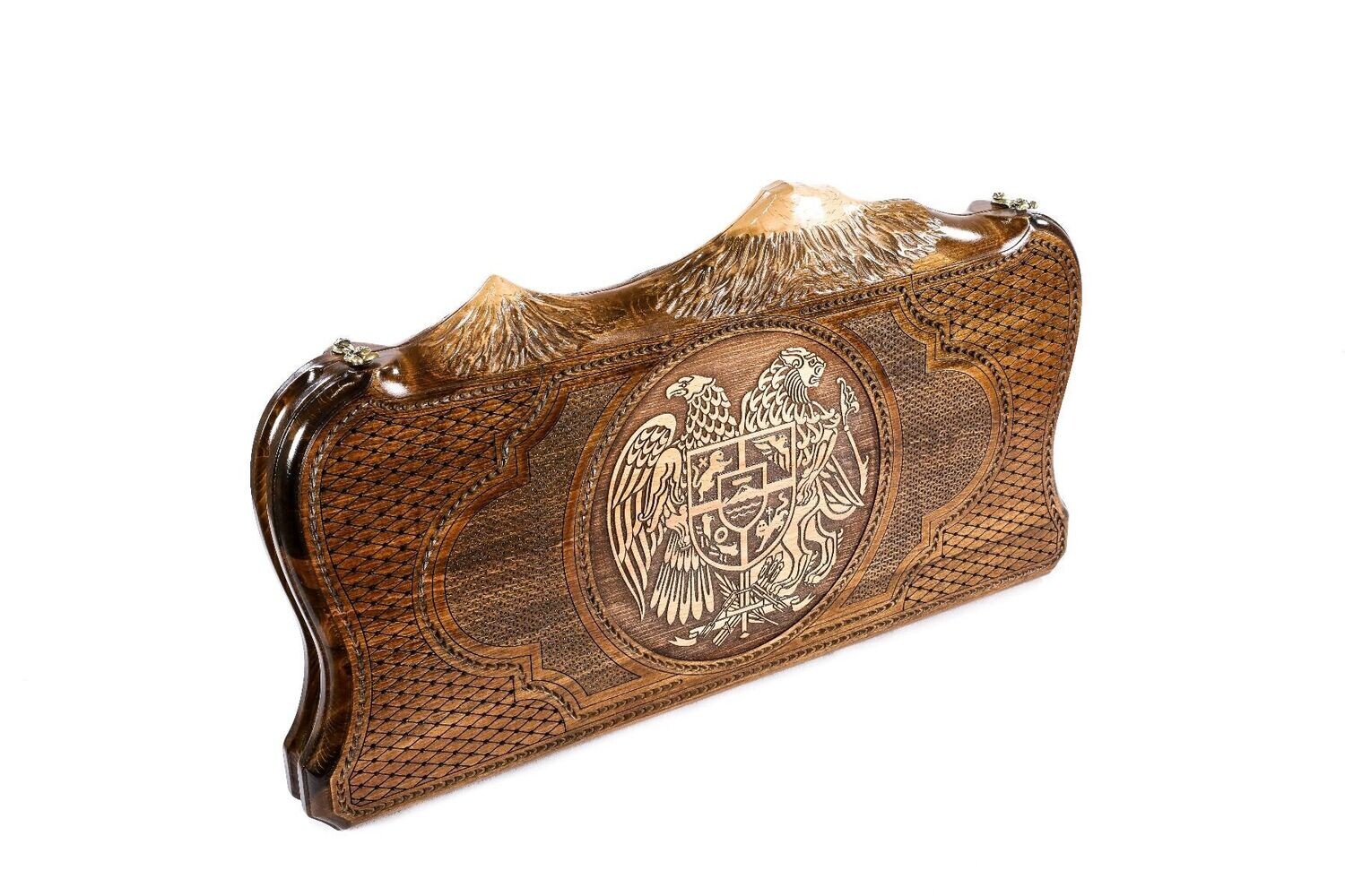 Coat of Arms of Armenia backgammon with copyrighted Mount Ararat outline 24 &quot; 12&quot;