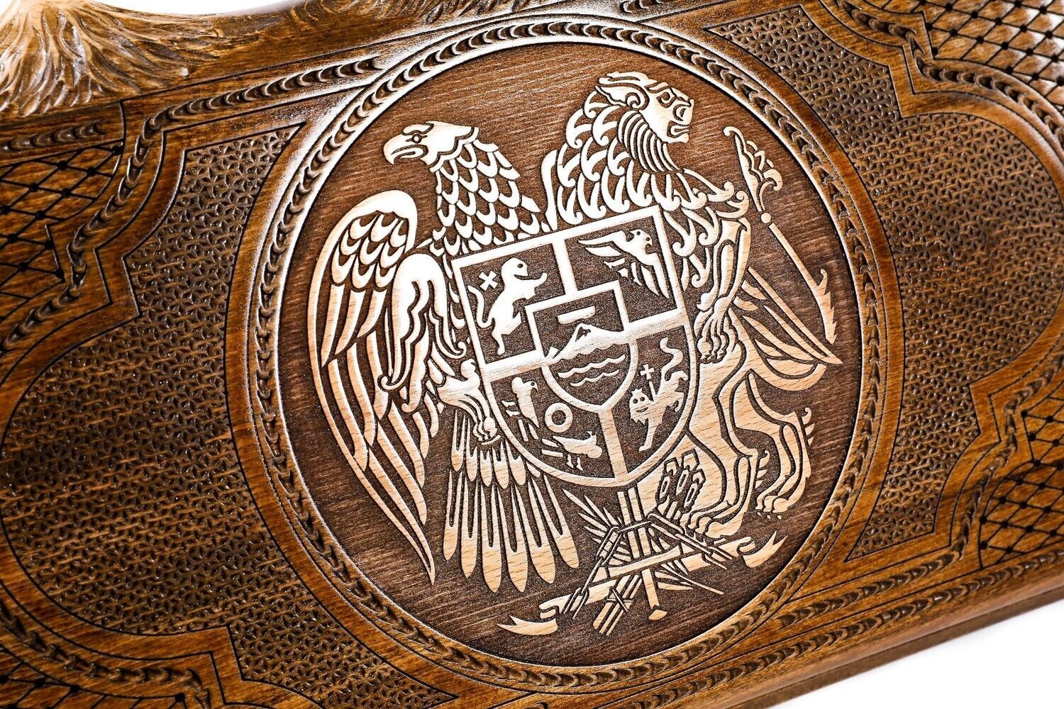Coat of Arms of Armenia backgammon with copyrighted Mount Ararat outline 24 &quot; 12&quot;